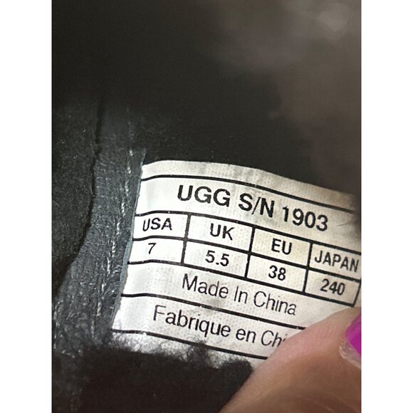 US7 UGG Leather Fold Over Shearling Lined Boots Vibram Sheepskin Waterproof - Picture 7 of 8